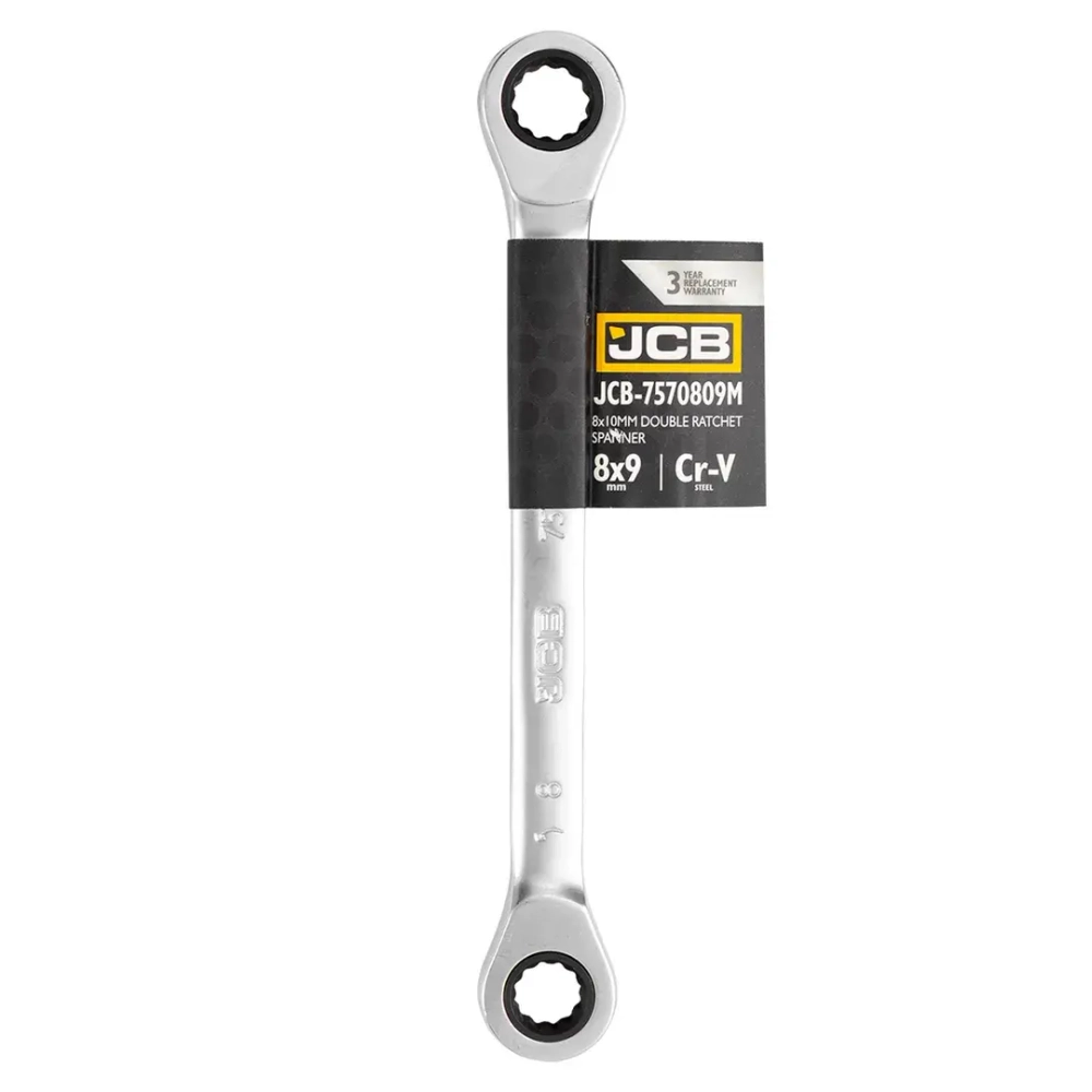 Ключ комбинированный трещоточный двухсторонний 8х9мм JCB JCB-7570809M