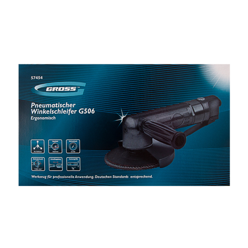 Угловая шлифовальная машина пневматическая G506, 5", 11000 об/мин// Gross