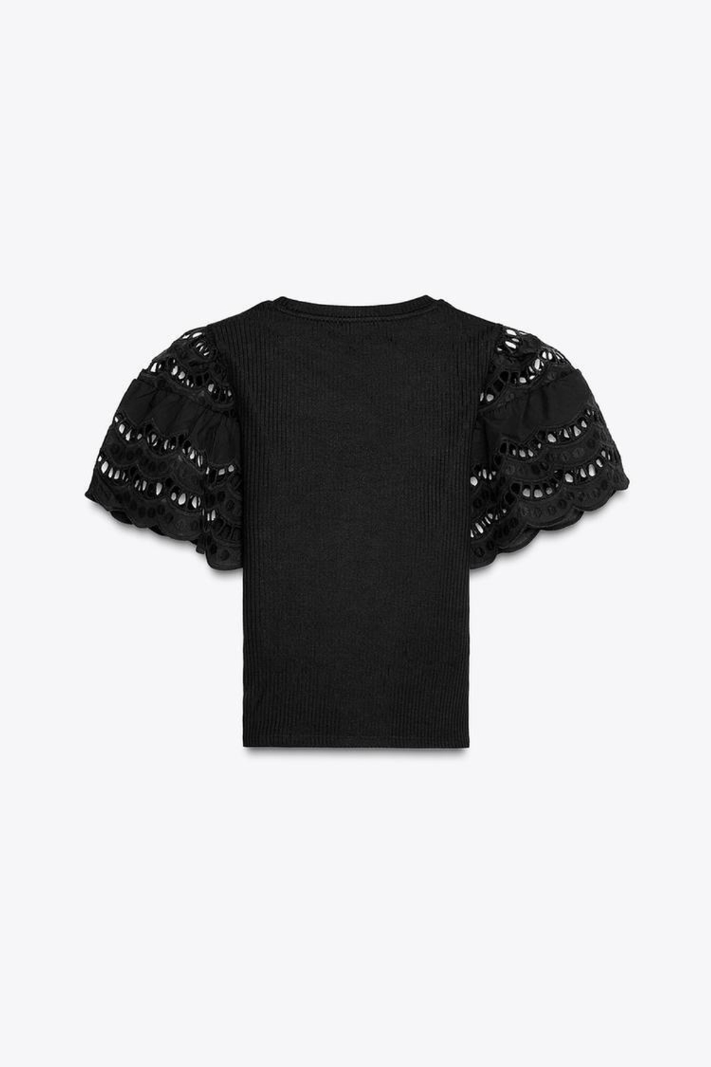 ZARA ТОП БЕЗ РУКАВОВ С ВЫШИВКОЙ, ЧЕРНЫЙ