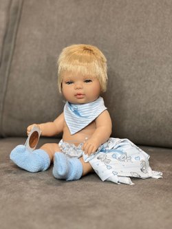 Кукла BERJUAN виниловая 30см Baby в люльке в пакете (501A)