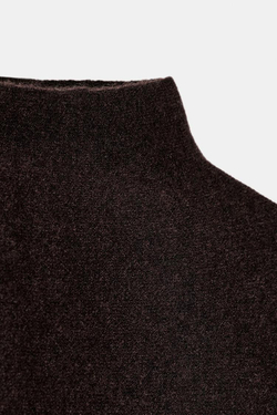 ZARA ТРИКОТАЖНАЯ НАКИДКА С ВЫСОКИМ ВОРОТНИКОМ, КОРИЧНЕВЫЙ