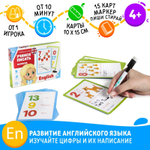 Развивающий набор пиши-стирай «Учимся писать. Numbers», 15 карт + маркер