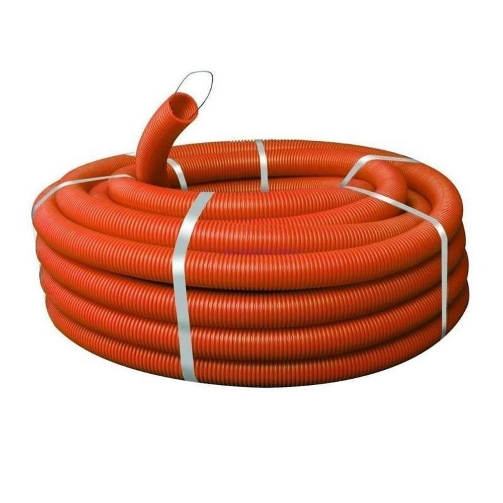 Труба гофрированная ПНД оранжевая 25 мм с протяжкой 50 м