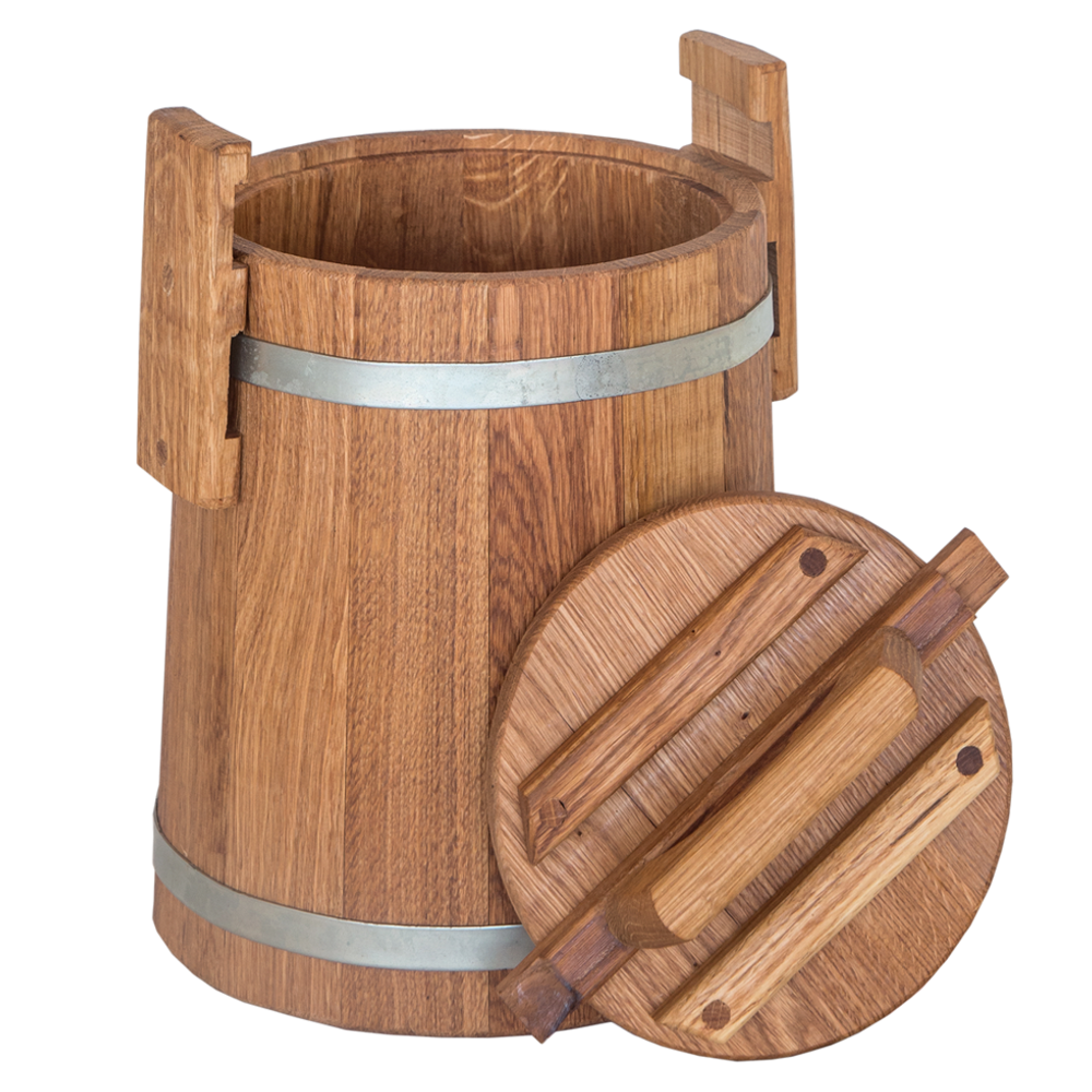 Кадка дубовая для засолки 15 л. с ручкой и крышкой