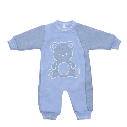 Комбинезон голубой с мишкой комбинированный прогулочный