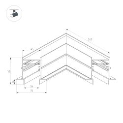 Коннектор угловой MAG-CON-4560-FDW-L90 (BK) (Arlight, IP20 Металл, 5 лет) 034681