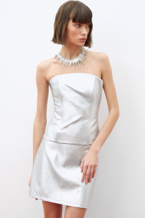 Юбка мини из фактурной экокожи