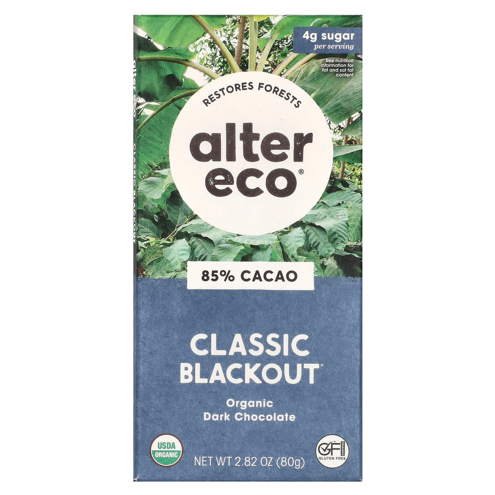 Alter Eco, органический темный шоколад, классический черный, 85% какао, 80 г (2,82 унции)