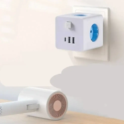 Тройник для розетки КУБ с USB и Type-c, 4 розетки, разветвитель электрический MartyHome с выключателем