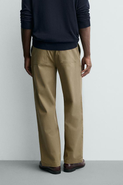 ZARA БРЮКИ ЧИНОС STRAIGHT FIT, ПЕСОЧНЫЙ