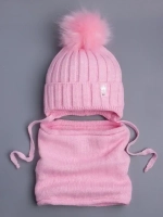 Шапка для девочки зимняя вязаная и снуд