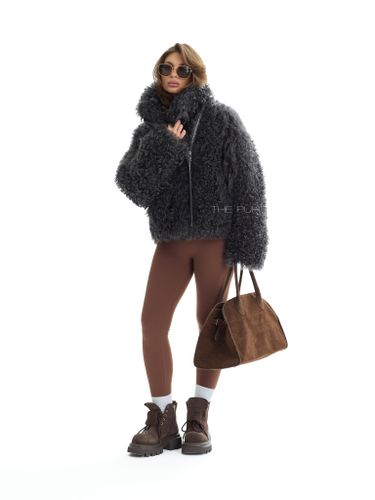Графитовая шуба-косуха из овчины калган