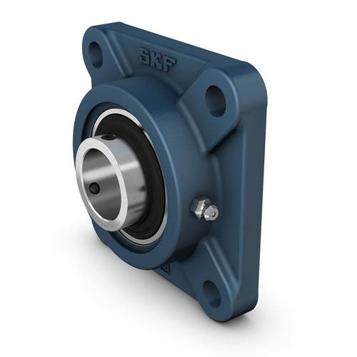 Square flanged ball bearing unit with set screw locking, cast iron housing, ISO FY 40 TF