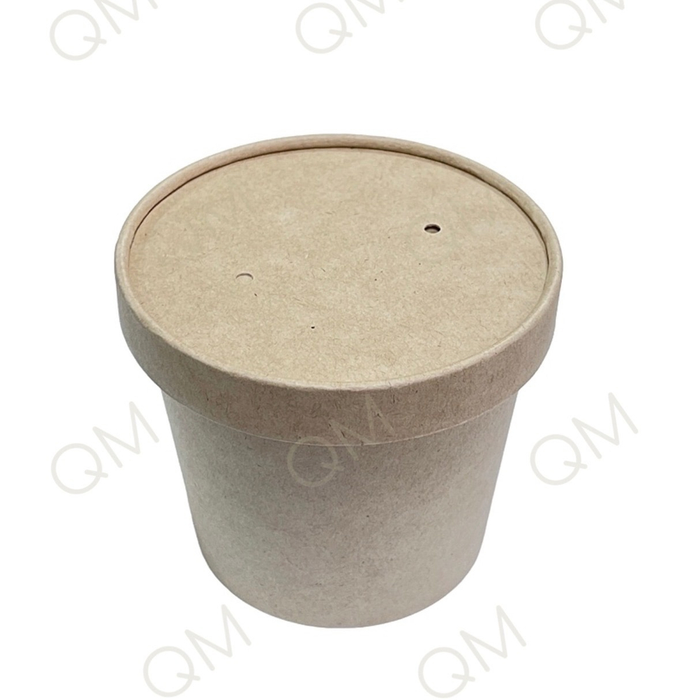 Круглый контейнер с крафт крышкой OSQ Round Bowl 400 (30шт/упак)