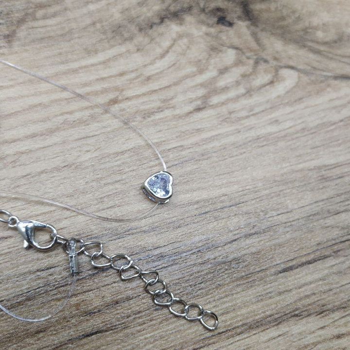 Кулон Кристалл на леске сердце 7 мм металл серебристый