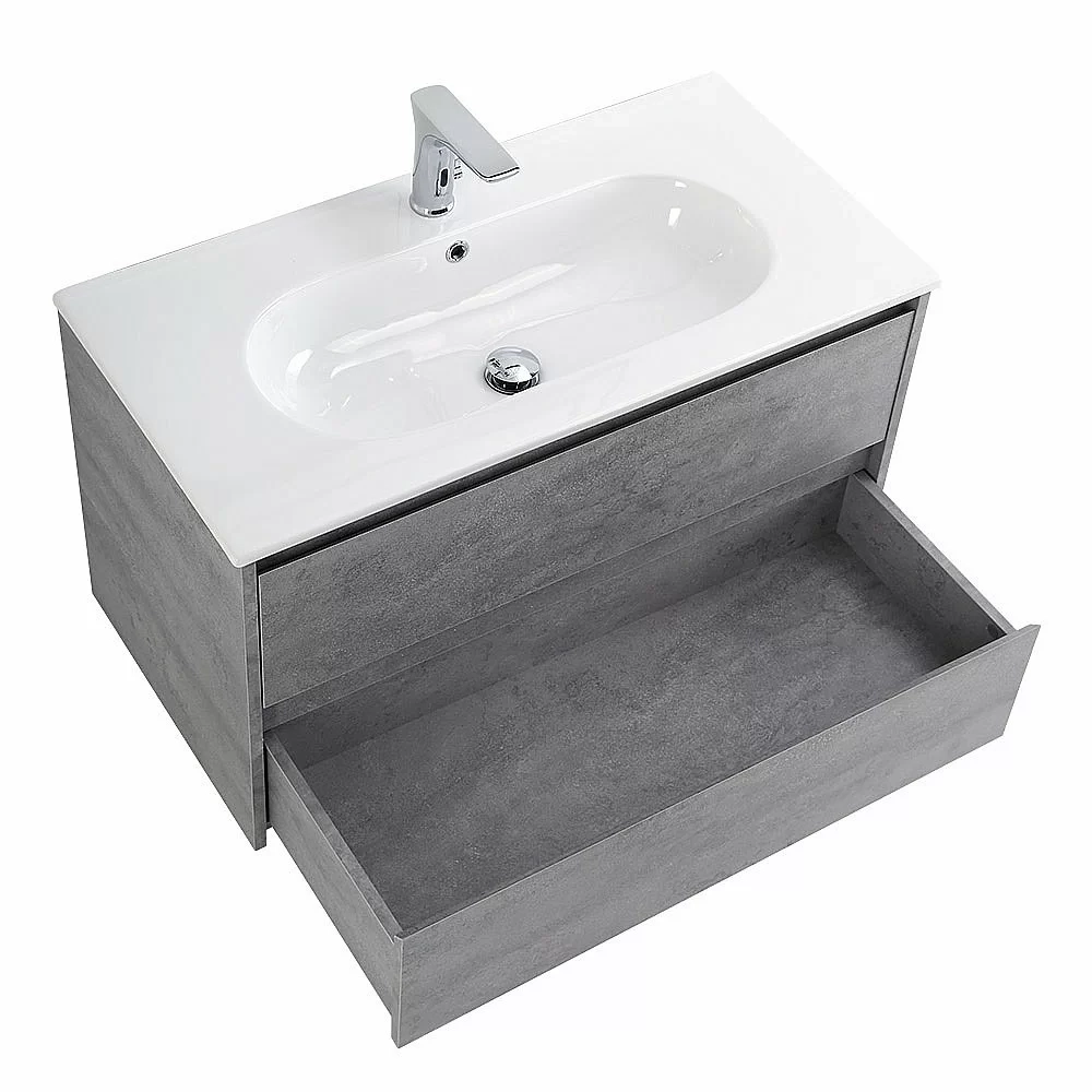 Тумба с раковиной BelBagno KRAFT 100 2C-SO/LOV-1000-LVB Cemento Grigio