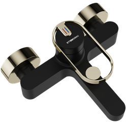 Смеситель для ванны с душем STWORKI Малунг S11100BG матовый черный, глянцевое золото