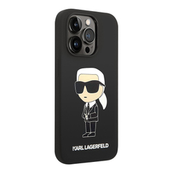 Чехол Karl Lagerfeld Liquid Silicone NFT Karl Ikonik Metal Pin для iPhone 15 Pro Hard Black (Чёрный)