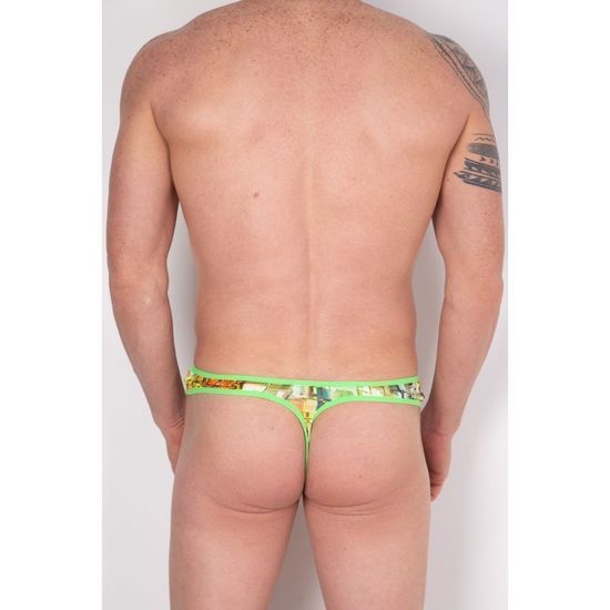 Мужские стринги с разноцветным принтом и зеленой окантовкой Cosmos Colors CP10_GYO