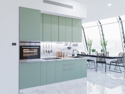 Прямая модульная кухня Фьюжн-03 Silky Mint - Белый 2340*2600*600