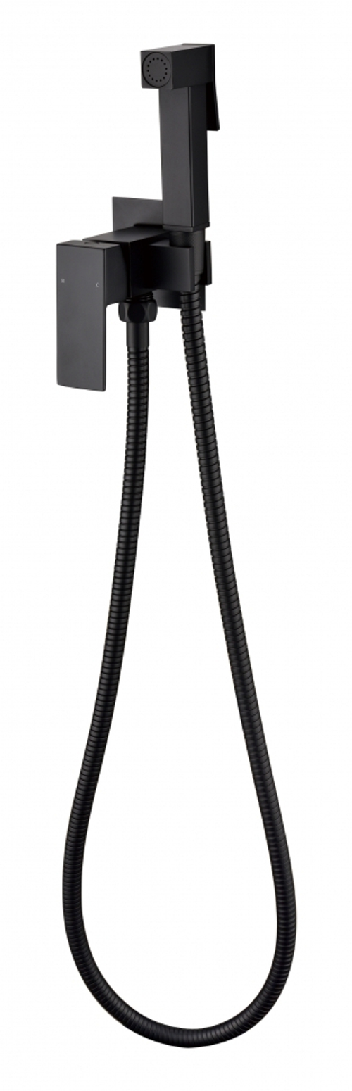 Смеситель встраиваемый с гигиеническим душем Grocenberg GB002 Черный матовый