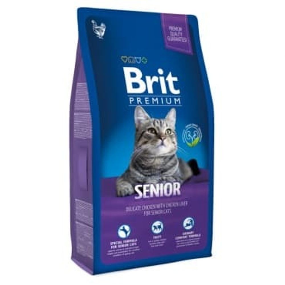 Brit Premium Сat Senior 1,5кг корм для пожилых кошек с курицей и печенью
