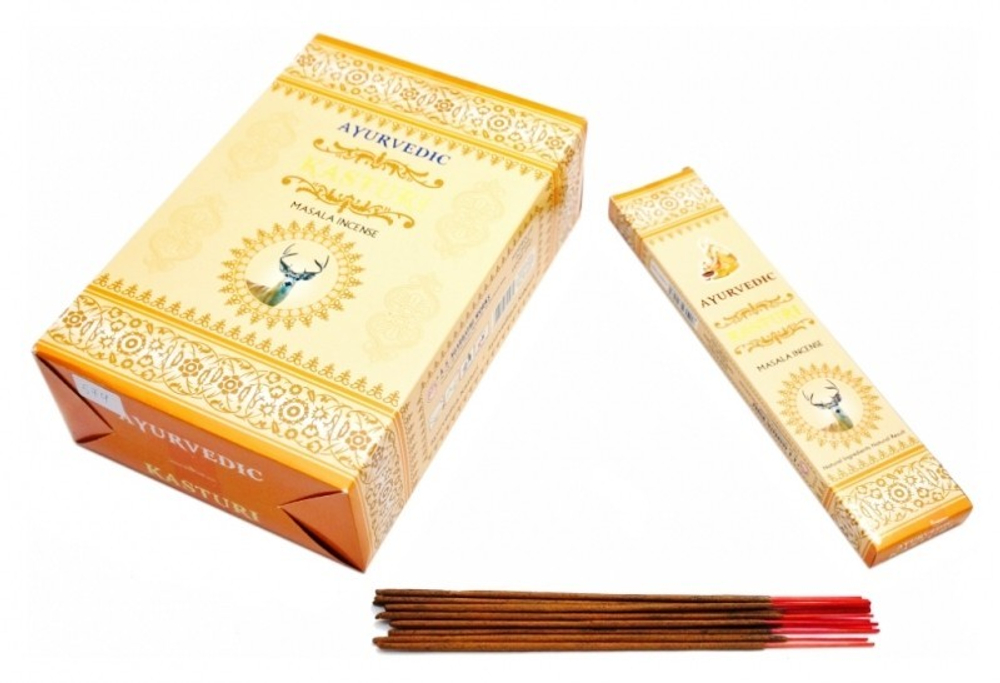 Ayurvedic Kasturi Благовоние-масала Кастури Мускус, 15 шт