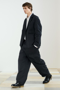 ZARA БРЮКИ СВОБОДНОГО КРОЯ ИЗ ХЛОПЧАТОБУМАЖНОЙ ТКАНИ, ТЕМНО-СИНИЙ