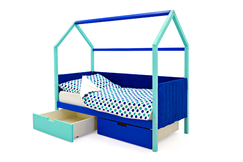 Детская кровать-домик мягкий Бельмарко Svogen мятно-синий