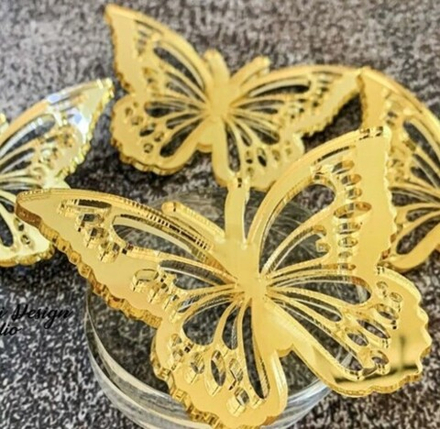 Бабочки из акрила золотые