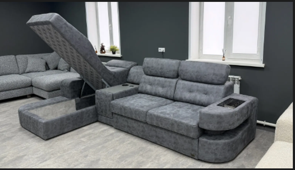 Диван Аурис с оттоманкой с баром