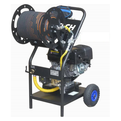 Установка для промывки труб бензиновая CM2020F в комплекте со шлангом 30м на катушке и форсунками (200 бар, до 1200 л/ч, 13 лс)