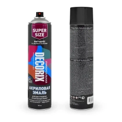 Краска аэрозольная черная глянцевая акриловая DECORIX - эмаль в баллончике для любых поверхностей большой объем 780 мл