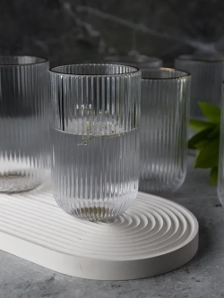 Набор бокалов для воды, 450мл. 6 шт. с золотой каймой