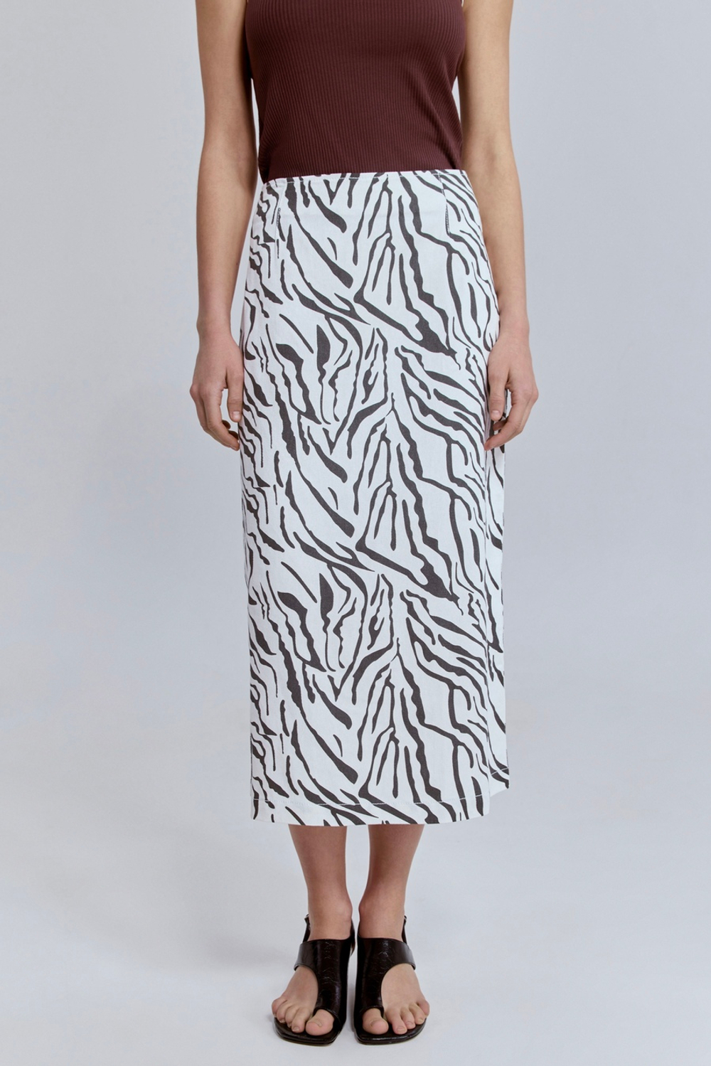 Юбка из легкого денима с анималистичным принтом зебра