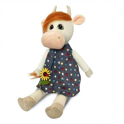 Коровка Глаша в Платье с Цветочком, 23см