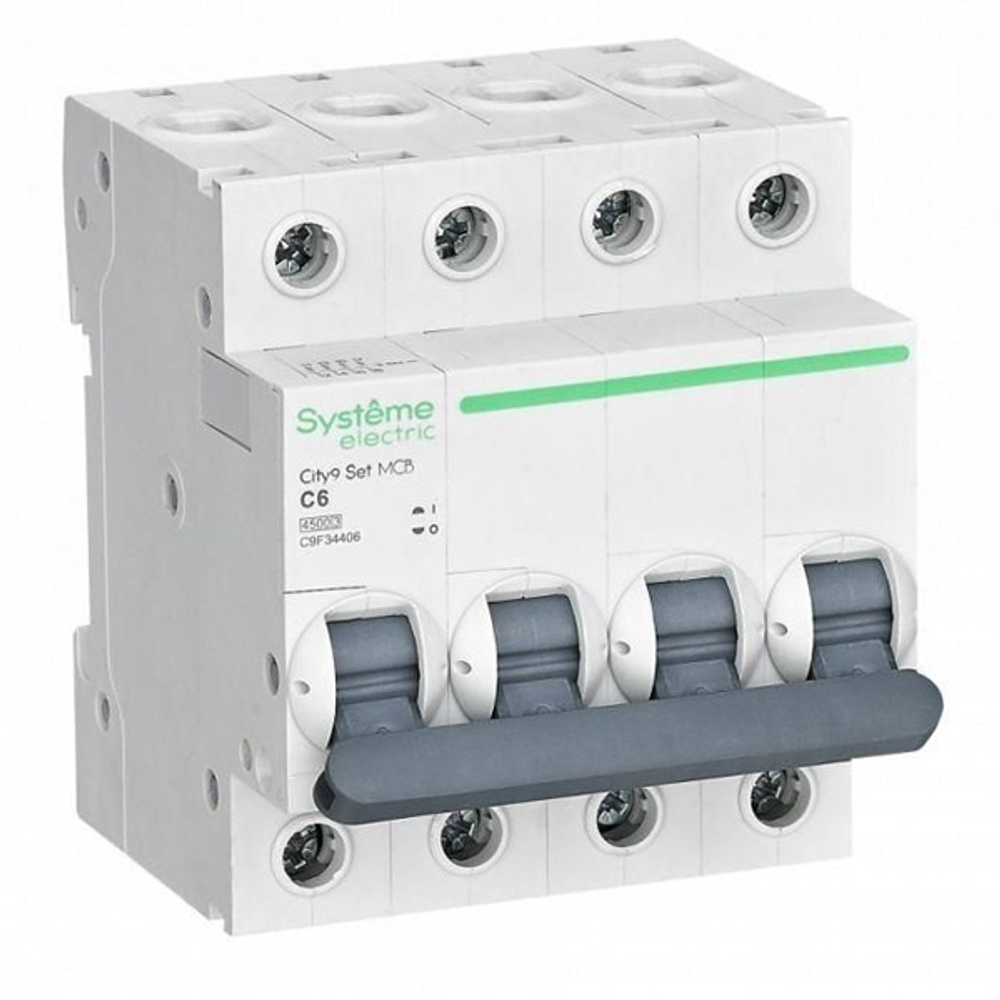 Автоматический выключатель City9 Set 6А С 4П 4,5кА Systeme Electric (автомат электрический) C9F34406