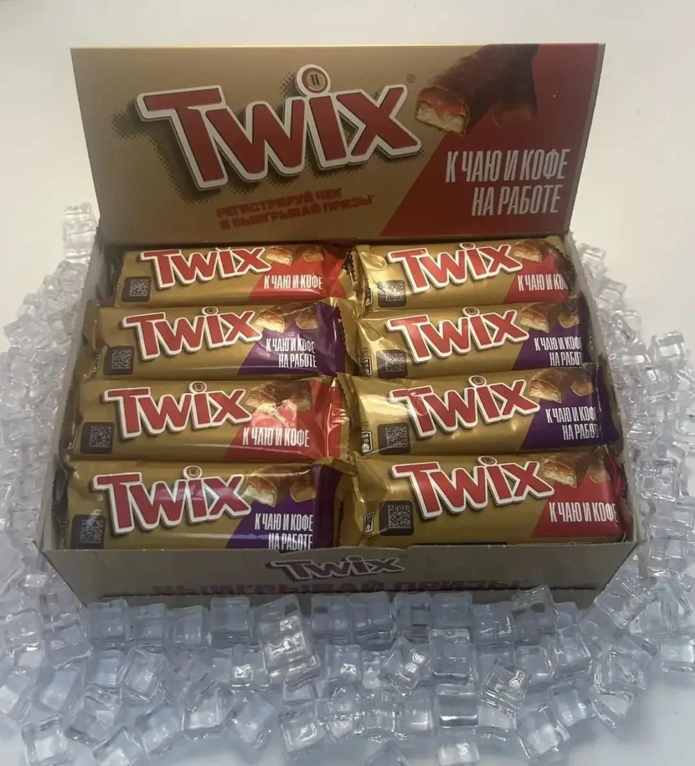 Шоколадный батончик Twix с карамелью и печеньем 55 гр, 1 шт