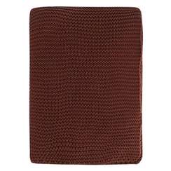 Плед из хлопка жемчужной вязки коричневого цвета из коллекции essential, 130x180 см