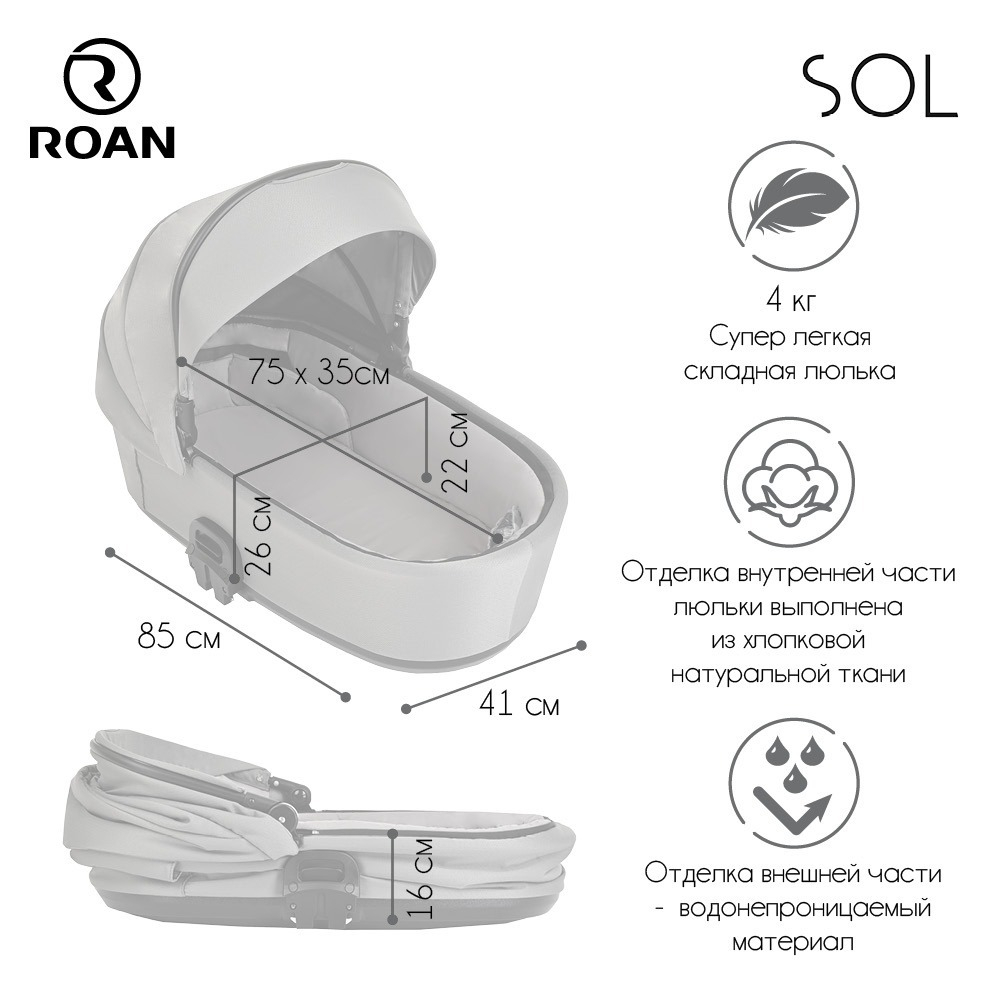 Roan Коляска 2 в 1 Sol Raven Black