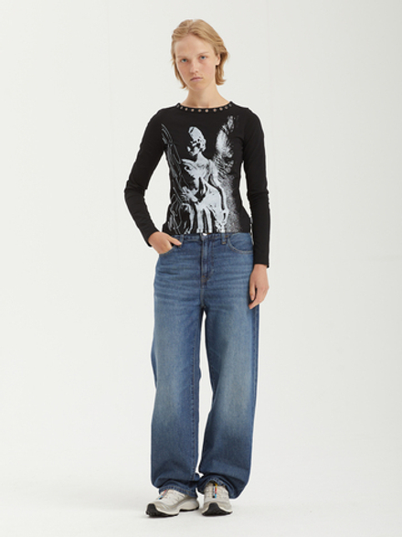 Женская Футболка Halo Purr Black Kitten Graphic Oversized