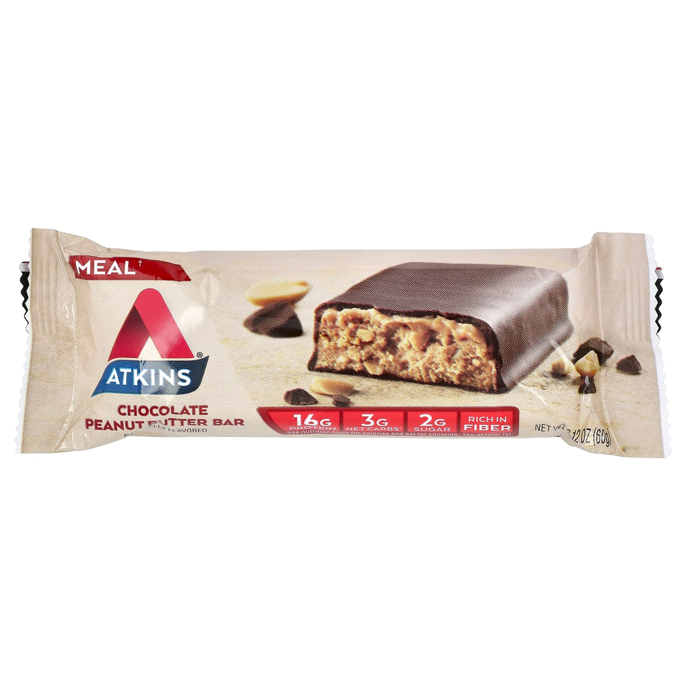 Atkins, Protein Meal Bar, шоколадно-арахисовая паста, 5 батончиков, 60 г (2,12 унции)