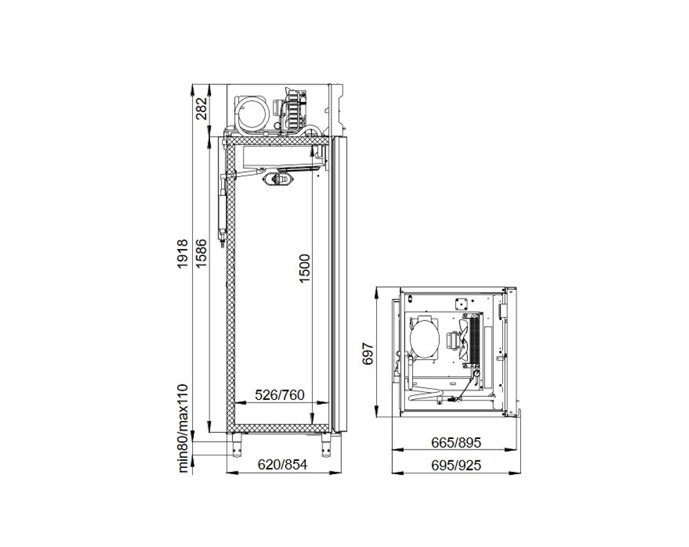 Универсальные шкафы с металическими дверьми Polair CV107-G