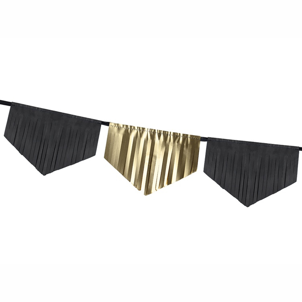 Гирлянда-вымпел бахрома Black&Gold 3м