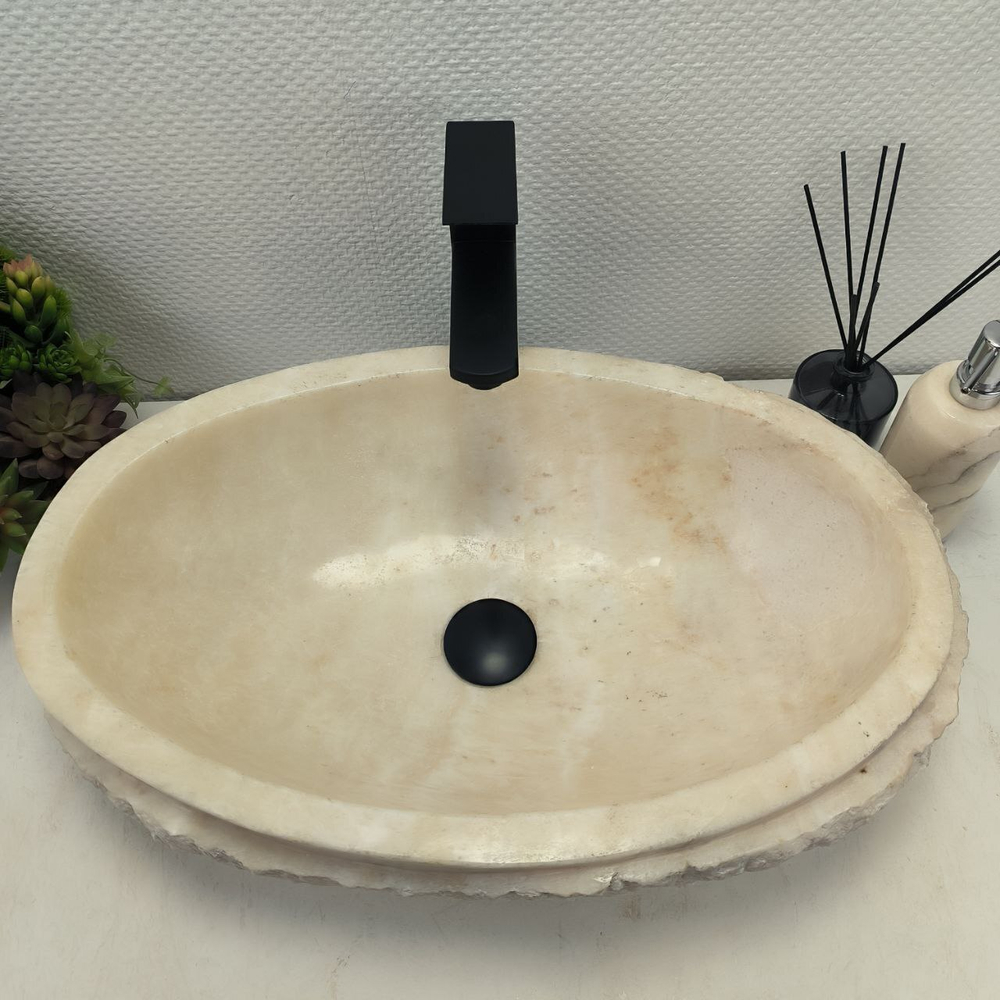 Раковина из оникса Oval White Marmo Wave OO-62537 58*38*15