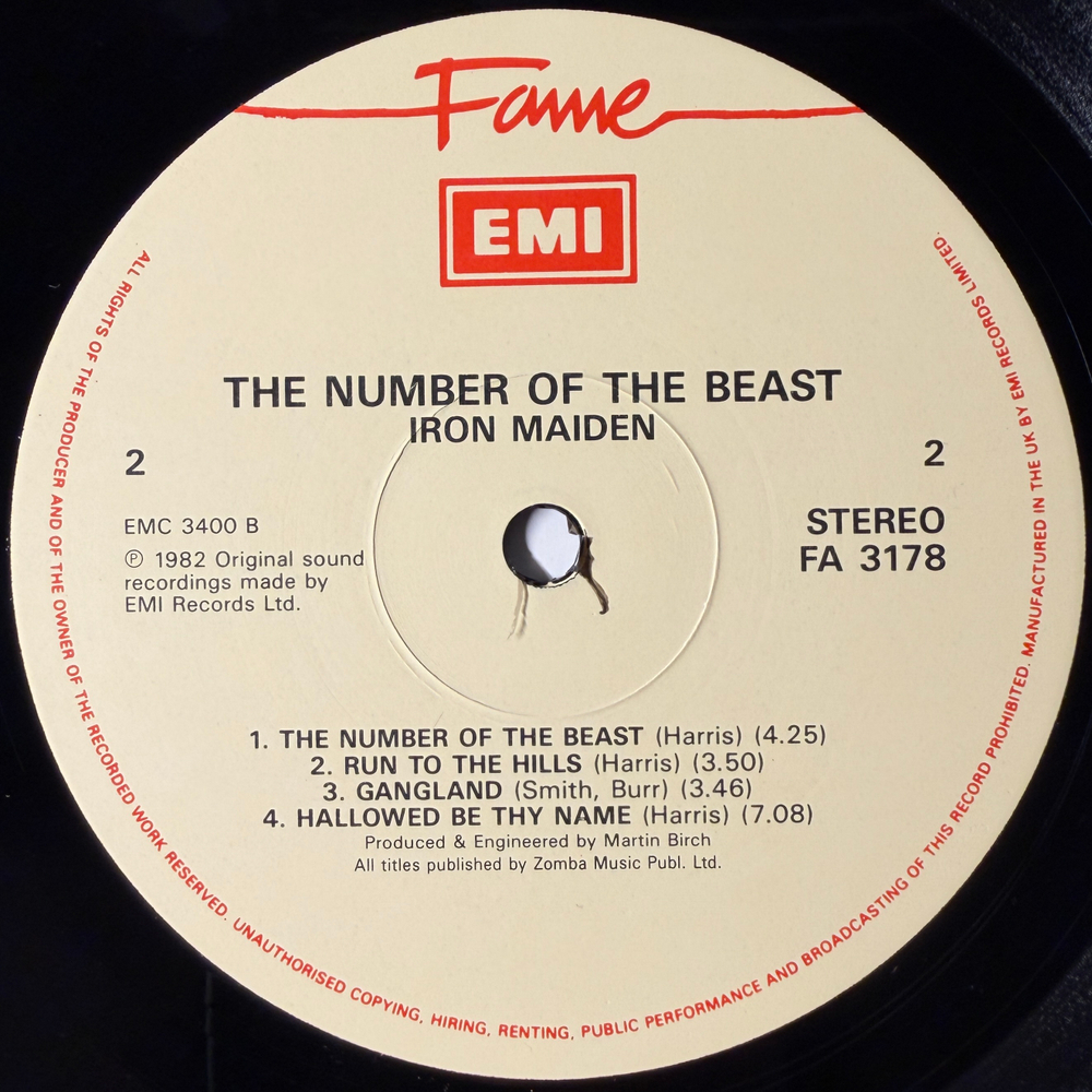 Iron Maiden ‎– The Number Of The Beast (Англия 1987г.)