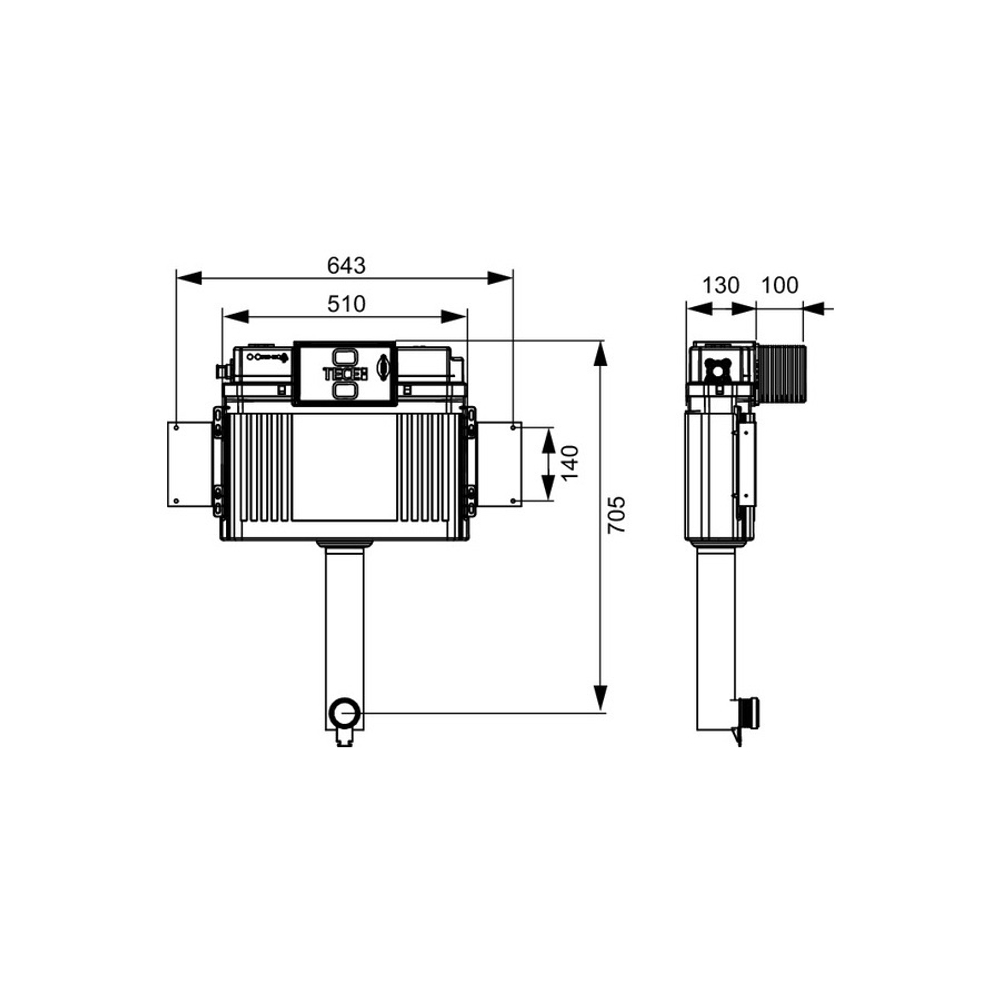 Застенный смывной бачок TECE TECEprofil для установки с напольным унитазом  9041308