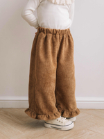 Вельветовые брюки с рюшками, Кэмел