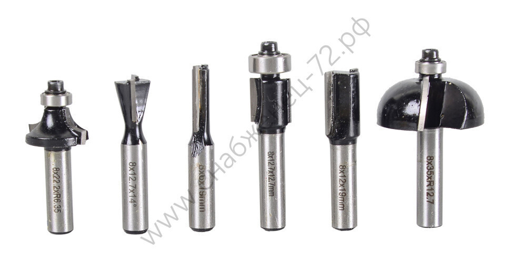 Набор фрез по дереву Вихрь 6шт (хвостовик 8мм), кейс