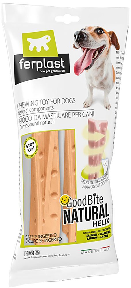 Ferplast Игрушка-кость GoodBite Helix M Bag для собак, пластик, со вкусом лосося, 2 х 23 г